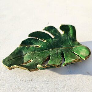 ONE OF A KIND Small Handcrafted Leaf Platter Plate Handmade Pottery Ceramic Deco